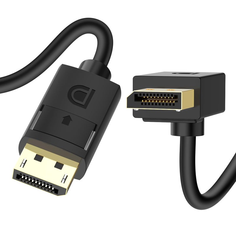 JD Angled Displayport 1.4 Cable, 90-Degree Upward Right Angle Displayport Cable V1.4 Support up to 8K/60Hz, 4K/144Hz for Gaming Monitor Graphics Card, 6.5 Feet - Image 1